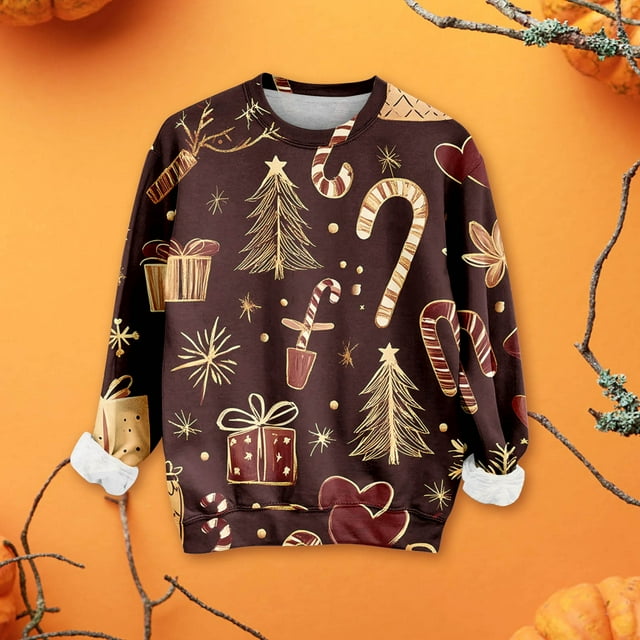 Christmas Sweatershirts For Women 2025 Crew Neck Winter Holiday Cute Pullovers