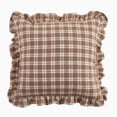 thumbnail image 2 of Dademeo Plaid Ruffle Throw Pillow Cover, Farmhouse Brown And White Checkered Pillowcase, Chic Vintage Square Decorative For Bed Sofa Living Room, 2 of 5