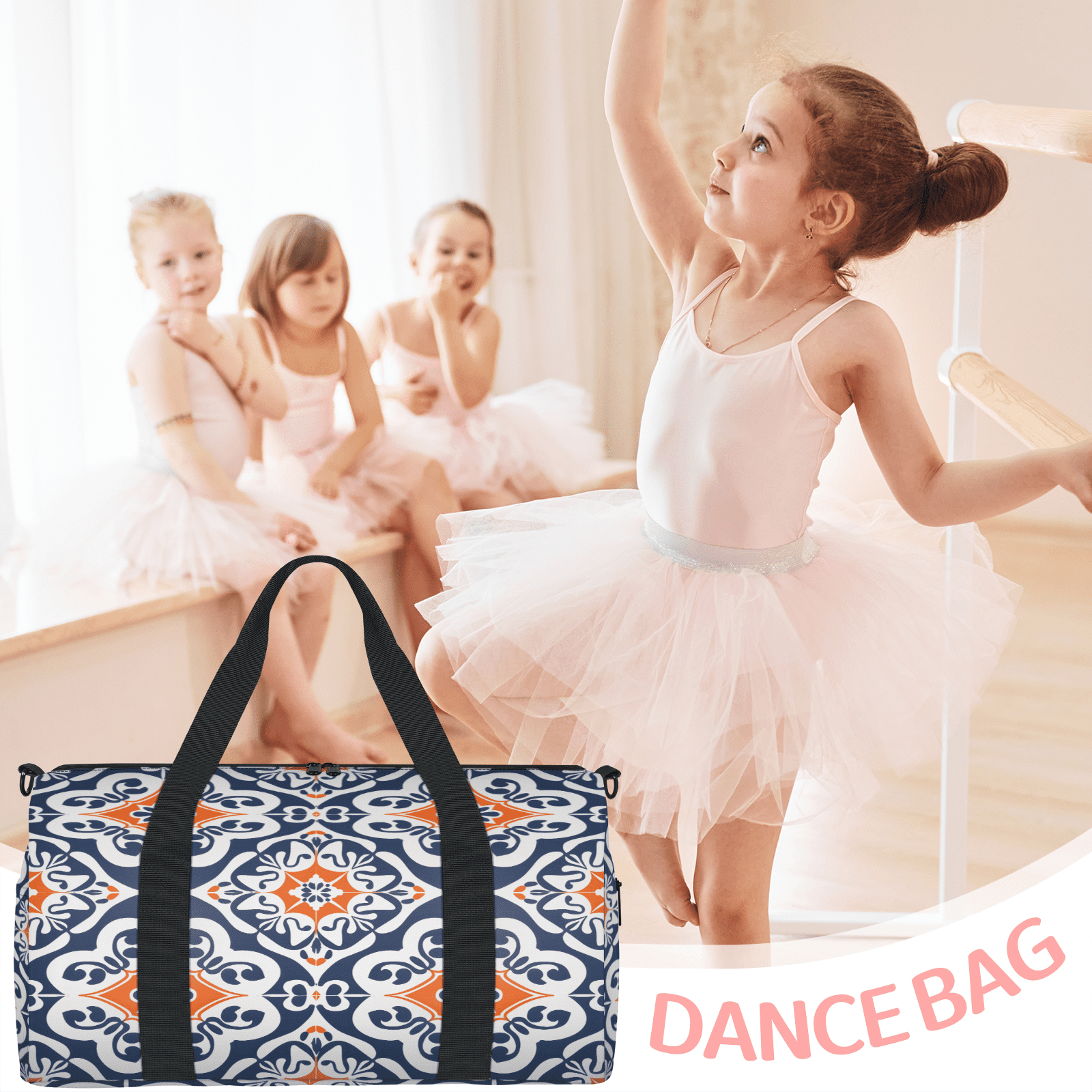Herdesigns Boho Mexican Tile Travel Duffle Bag Sports Yoga Weekender Overnight Carry on Workout Bags Lightweight Waterproof Gym Tote Bag for Women
