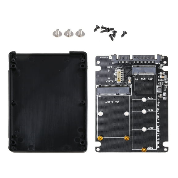 COOLHOOD 2 In 1 MSATA/for M.2 to SATA3 Adapter Card Enclosure Box for 2.5" SSD PC Computer
