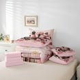 thumbnail image 6 of jejeloiu Perfume Heels 7-Piece Twin Bedding Set,Valentine Rose Pink Floral,Cozy Reversible Decor For Girls, 6 of 8