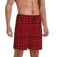 thumbnail image 2 of Naloa Red Black Houndstooth Men's Short Pajama Pants, Lounge Comfort Shorts with Elasticized Waistband and Side Pockets - 4X-Large, 2 of 9