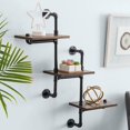 thumbnail image 5 of 3-Tier Wooden Wall Ladder Floating Rustic Shelf 35"x40" With Iron Black Pipe Hardware For Bedroom, Kitchen, Office, 5 of 5