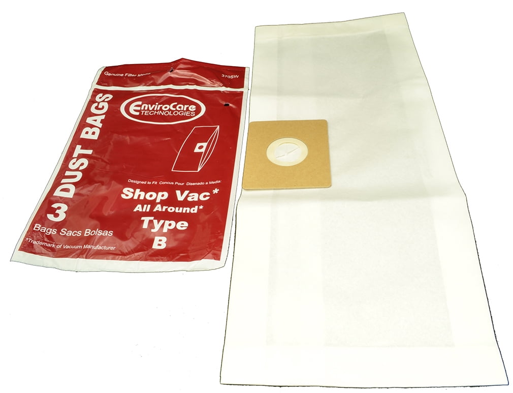 3 Shop Vac Filter Bags Type B for use with Model QAM70