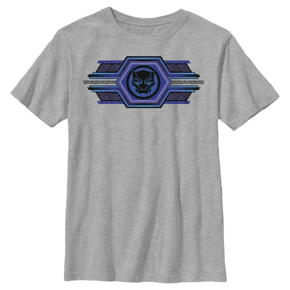 Boy's Black Panther: Wakanda Forever Ornate Logo  Graphic Tee Athletic Heather Large