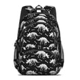 thumbnail image 2 of Black Cartoon Dinosaurs Skeletons Bones Cute School Backpack Bag with Padded Back and Adjustable Shoulder Straps 16.9 X 12.6 X 5.9 Inches, 2 of 5