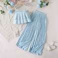thumbnail image 2 of Kovlvoll Kids Teen Girls Summer Outfits Solid Color Sleeveless Suspenders Tops with Wide Leg Pants Girl Fashion Set, 2 of 3