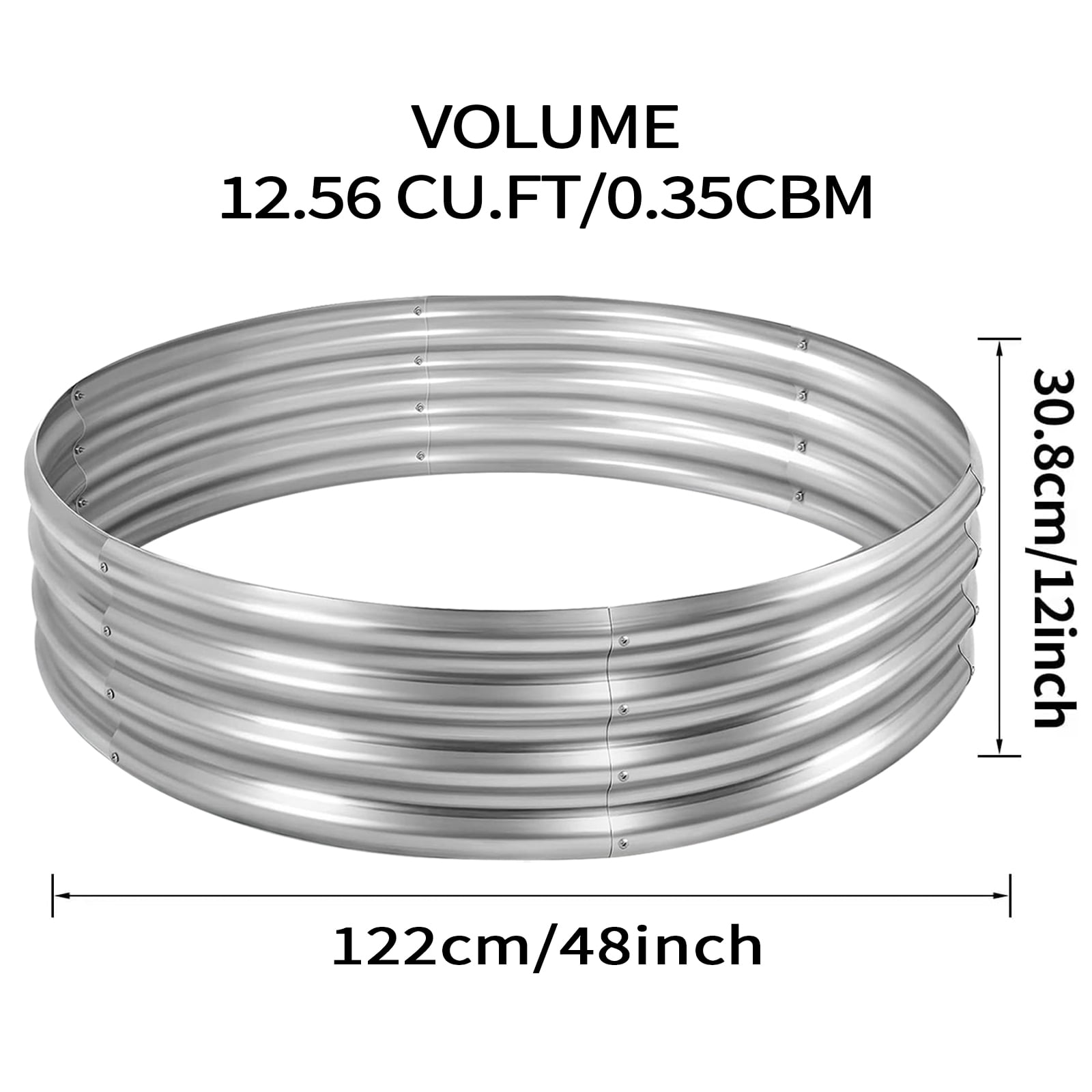 Land Guard  3Pack 4x4x1 ft Round Galvanized Raised Garden Bed Kit Metal Flower Box Large Planter Raised Beds Outdoor for Planting,Fruit,Herb-Sliver