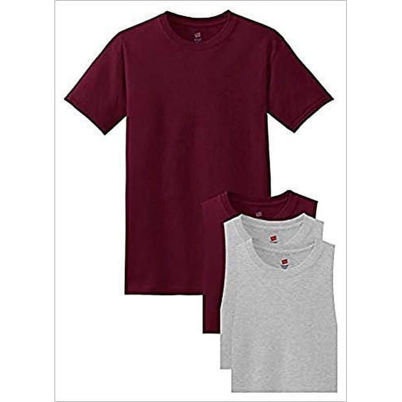 Hanes Men's Comfortsoft T-Shirt, 2 Maroon / 2 Light Steel, L Pack of 4