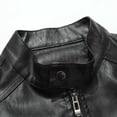 thumbnail image 5 of Miqool Mens Vintage PU Leather Biker Jacket Zip Front Casual Fall Winter Long Sleeve Stand Collar Motorcycle Outerwear with Multiple Pockets, 5 of 8