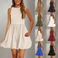 thumbnail image 5 of Dvprdro Summer Women's Fashion Mini A Line Bustier Dress Casual Solid Elegant Sleeveless Tiered Pleated Cocktail Party Beach Wedding Guest Dress Black XL, 5 of 5