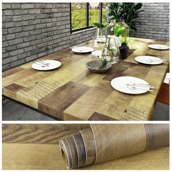 VEELIKE Brown Wood Contact Paper for Countertops Waterproof Wallpaper Peel and Stick 15.7''x118.1'' Self Adhesive Counter Top Contact Paper Removable Wood Wallpaper for Cabinets Shelf Liners Walls