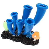 Unique Bargains Aquarium Simulation Horn Coral Silicone Fluorescent Coral Glow Ornaments Fish Tank Landscape Decor Blue