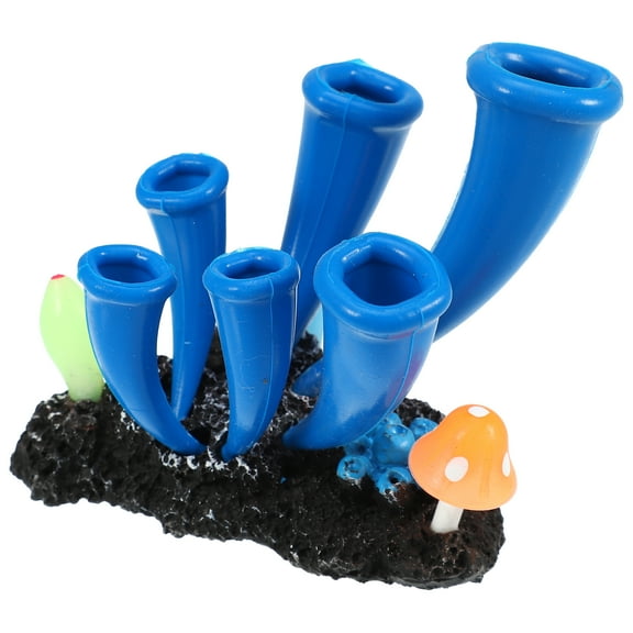 Unique Bargains Aquarium Simulation Horn Coral Silicone Fluorescent Coral Glow Ornaments Fish Tank Landscape Decor Blue