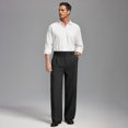 thumbnail image 4 of FEDTOSING Mens Wide Leg Fleece Lined Dress Pants Old Money Baggy Elastic Waist Relaxed Trousers, 4 of 7