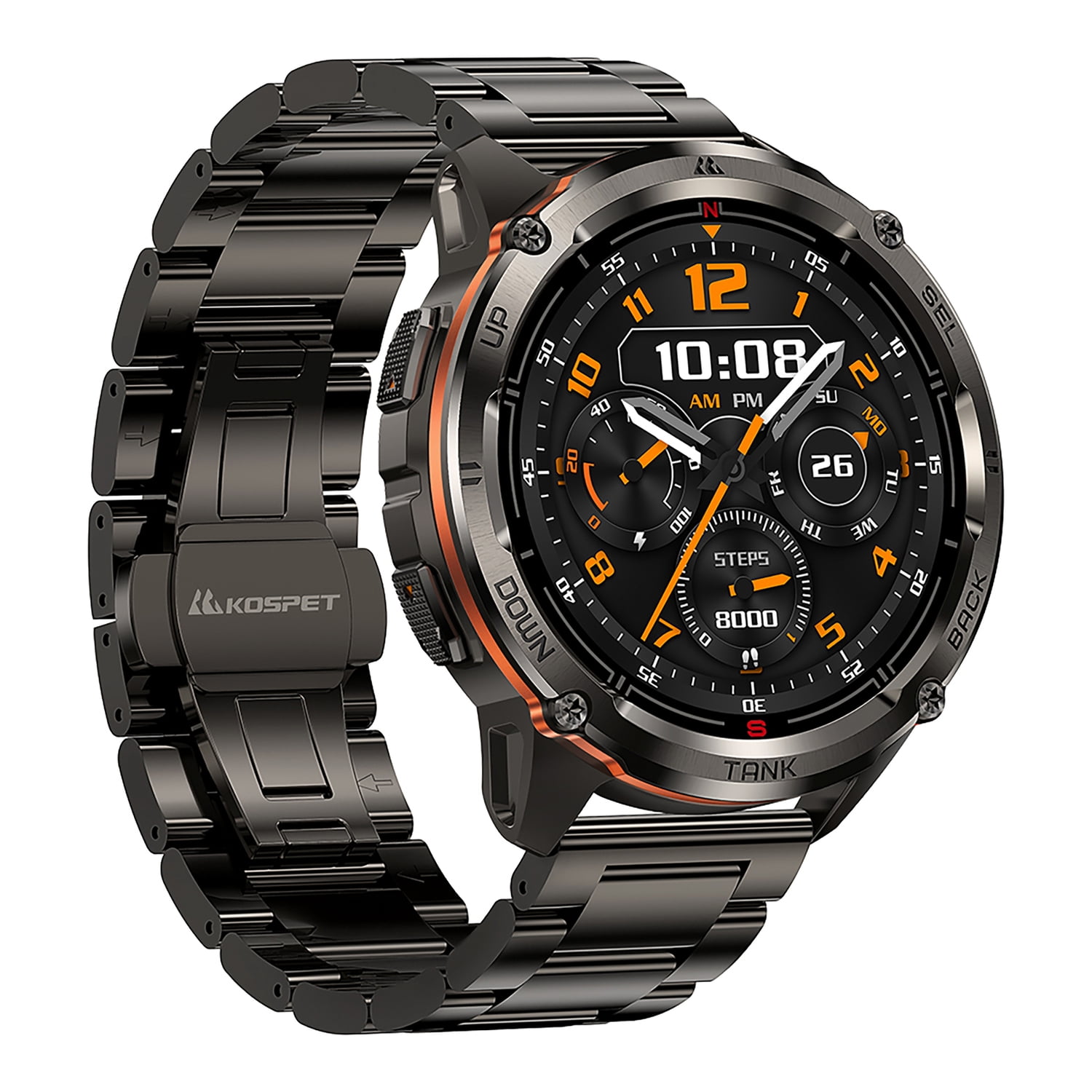 KOSPET TANK T3 Ultra 2 1.43-In. AMOLED GPS Smartwatch with Stainless Steel Band (Black), P-TUS002-B