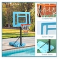 thumbnail image 3 of Poolside Basketball Hoop Stand, 36.5"-.5" Height Adjustable Portable Hoop System w/ Clear Backboard & Fillable Base for Whole Family, Blue, Black, Red, 3 of 4