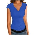 thumbnail image 5 of TAGOLD Womens Short Sleeve V-Neck Blouses & Shirts 1/4 Sleeve V Neck Stretch Breathable Summer Top, 5 of 5