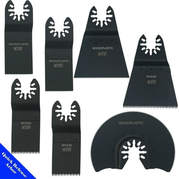 MTP ® 7x Assorted Blade Quick Release Arbor Universal Fit Multi Tool Oscillating Multitool Wood Saw Blade for Craftsman Rockwell Hyperlock Porter Cable Black & Decker Dewalt Fein Bosch