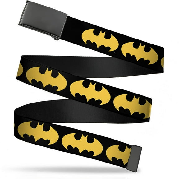 Adjustable Belt, Clamp Buckle, Cut-to-Fit, Bat Signal Black Yellow