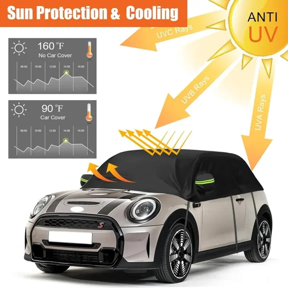 210T Car Cover Auto Half Body Cover Dust-proof Waterproof Anti-UV Roof Top Hood For BMW Mini R55 R56 R60 R61 F55 F56 2004-on