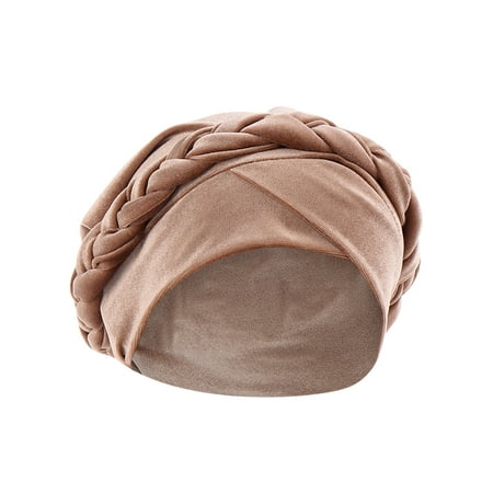 

Dadaria Turbans for Women Fashion Women Hat Velvet Braid Ruffle Cancer Chemo Hat Beanie Wrap Cap Khaki Women