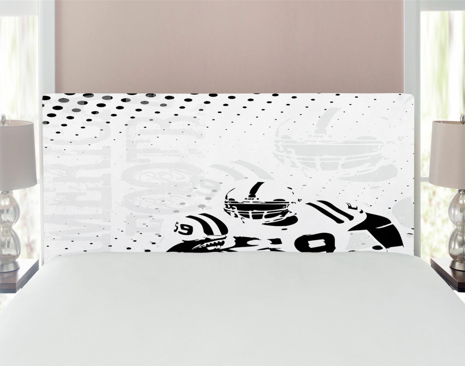 Sports Headboard, American Football Character Running Passing Gridiron Goal Dotted Art Graphic
