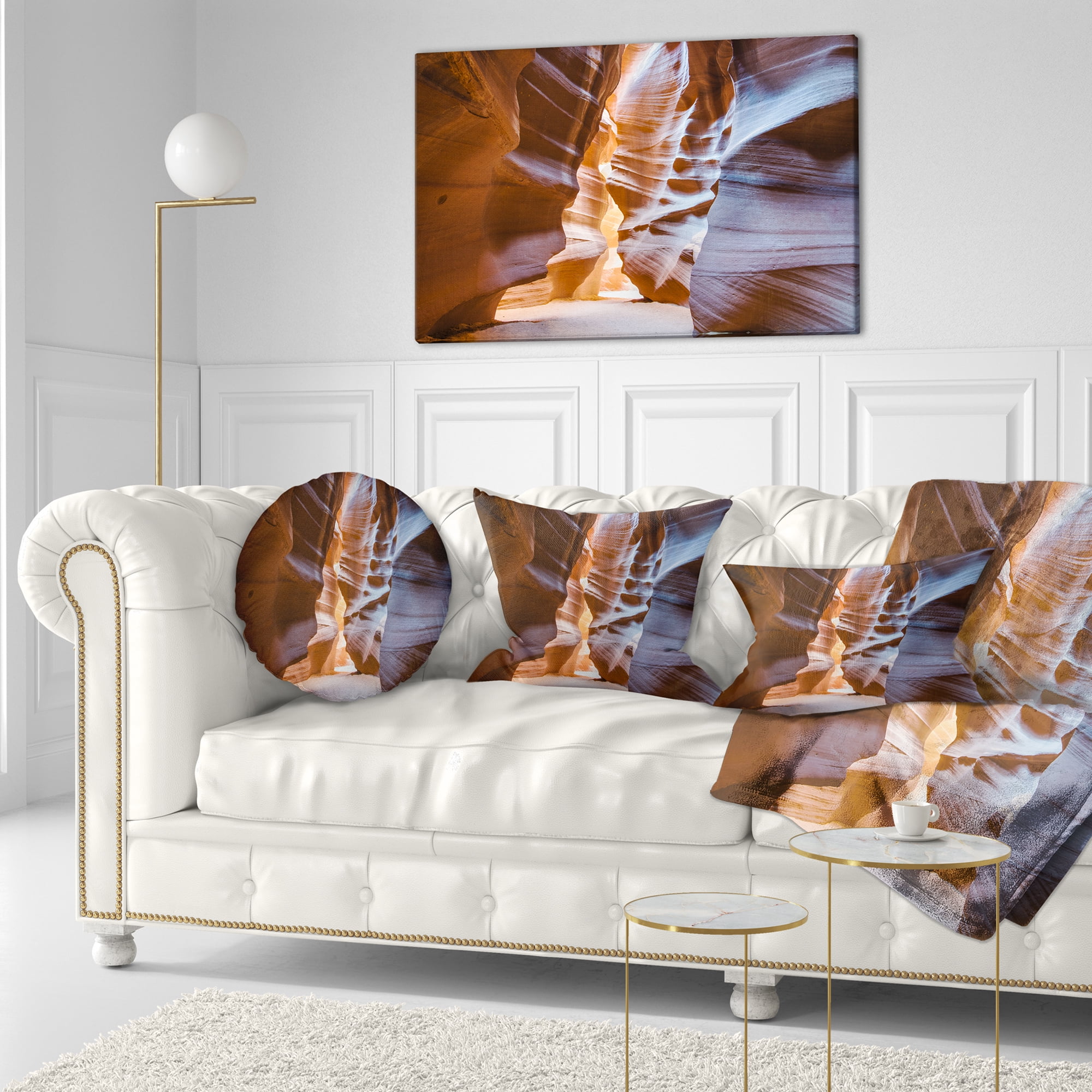 Designart Antelope Canyon Glow Inside - Landscape Photography Throw Pillow - 12x20