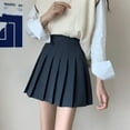 thumbnail image 3 of Girls Women High Waisted Plain Pleated Skirt Skater Tennis School Uniforms A-line Mini Skirt Lining Shorts, 3 of 7