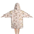 thumbnail image 2 of Beige Cow Dessert Pattern Blanket Hoodies for Kids 6-13YR Oversize Wearable Blanket Hoodies for Boys Girls Teens, 2 of 7