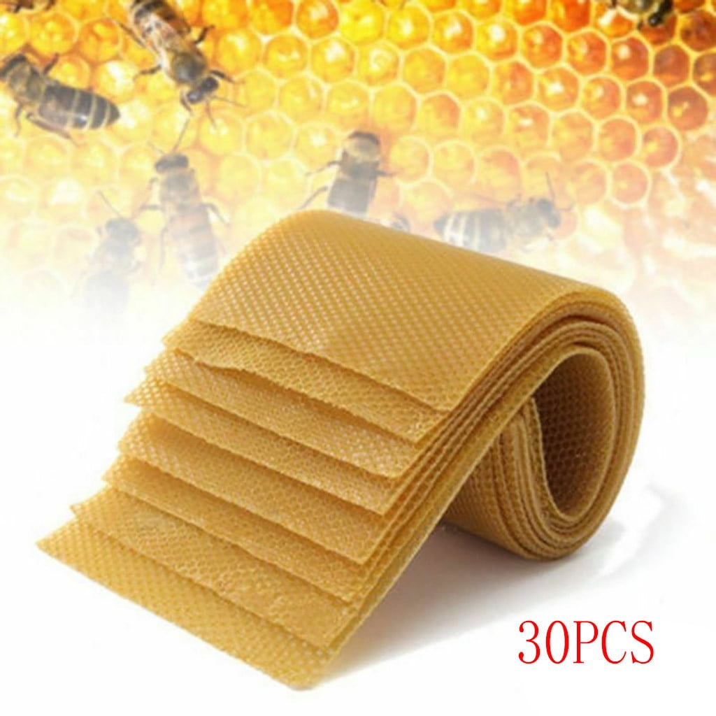 30x Yellow Honeycomb Wax Frames Beekeeping Foundation Honey Bee Hive Equipment 