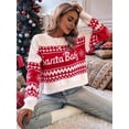 thumbnail image 4 of Chandail à Manches Longues pour Femmes, Col Rond, Tricoté, Coupe Ample, Décontracté, Vacances de Noël, Rouge m, 4 of 9
