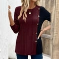 thumbnail image 3 of GigrtiJin Tunic Tops for Womens Dressy Casual Color Contrast Long Sleeve Blouse Crew Neck Streetwear T Shirts, 3 of 6