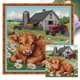 thumbnail image 1 of (11CTACC-3156__C__ 40x40) hilo algodón ecológico bordado 11CT 3 hebras impresión 40*40cm kit serie animal punto cruz lindo becerro, 1 of 9