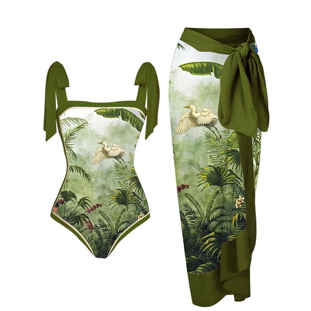 Trajes de baño tankini para mujer Trajes de baño vintage estampados para mujer Trajes de baño conservadores Conjunto de falda de playa estampada para mujer Traje de baño de dos piezas para mujer