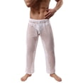 thumbnail image 2 of Cenuakty Men's Mesh Fishnet Pants Solid Color See Through Stretchy Muscle Trousers Drawstring Stretchy Sleep Lounge Bottoms, 2 of 8