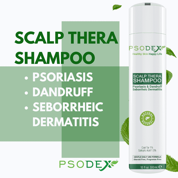 Psodex Scalp Thera Shampoo - USA's Only 100% Natural Medicated Shampoo for Psoriasis, Seborrheic Dermatitis & Dandruff - Plant-Based, Vegan, Cruelty-Free-Fast Relief from Itching, Flaking, & Dryness