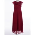 thumbnail image 3 of YiZYiF Girls Chiffon Ruffles Sleeve V Neck Formal Party Dress Juniors Bridesmaid Maxi Dress Prom Gown Burgundy 6, 3 of 7