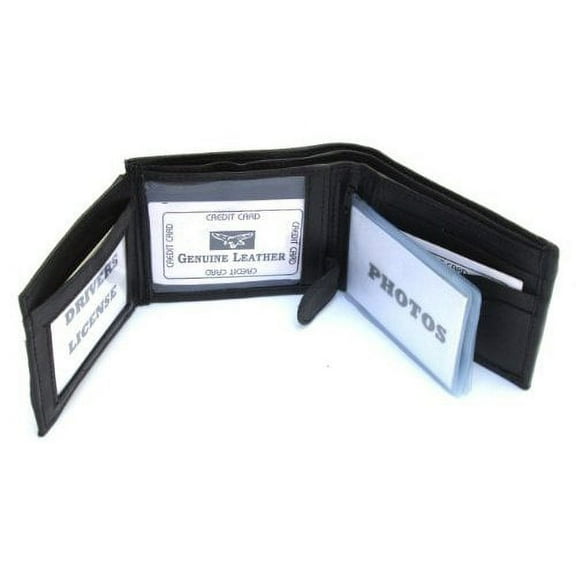 Mens Black Leather Wallet Lamb Bifold W Coin Pouch 794