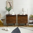 thumbnail image 2 of Tina's Home 28" Tall 3 Drawers End Table Set of 2 with Charging Station, Storage Side Table for Living Room Walnut, 2 of 8