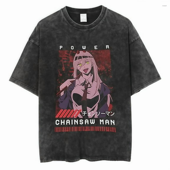Chainsaw Man Men's Cotton Summer T-Shirts Vintage Tee Loose Fit Short Sleeve Casual Tshirts for Men Women 2XL