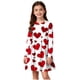 thumbnail image 1 of Vestido de manga larga con cuello redondo para niñas, vestido elástico de manga larga, corte A, estilo patinador con volantes, vestido de recital escolar, vestido de manga larga con cuello redondo par, 1 of 5