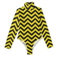 thumbnail image 3 of joogoo Yellow Lines Women's Mock Turtle Neck Long Sleeve Bodysuit L, 3 of 8