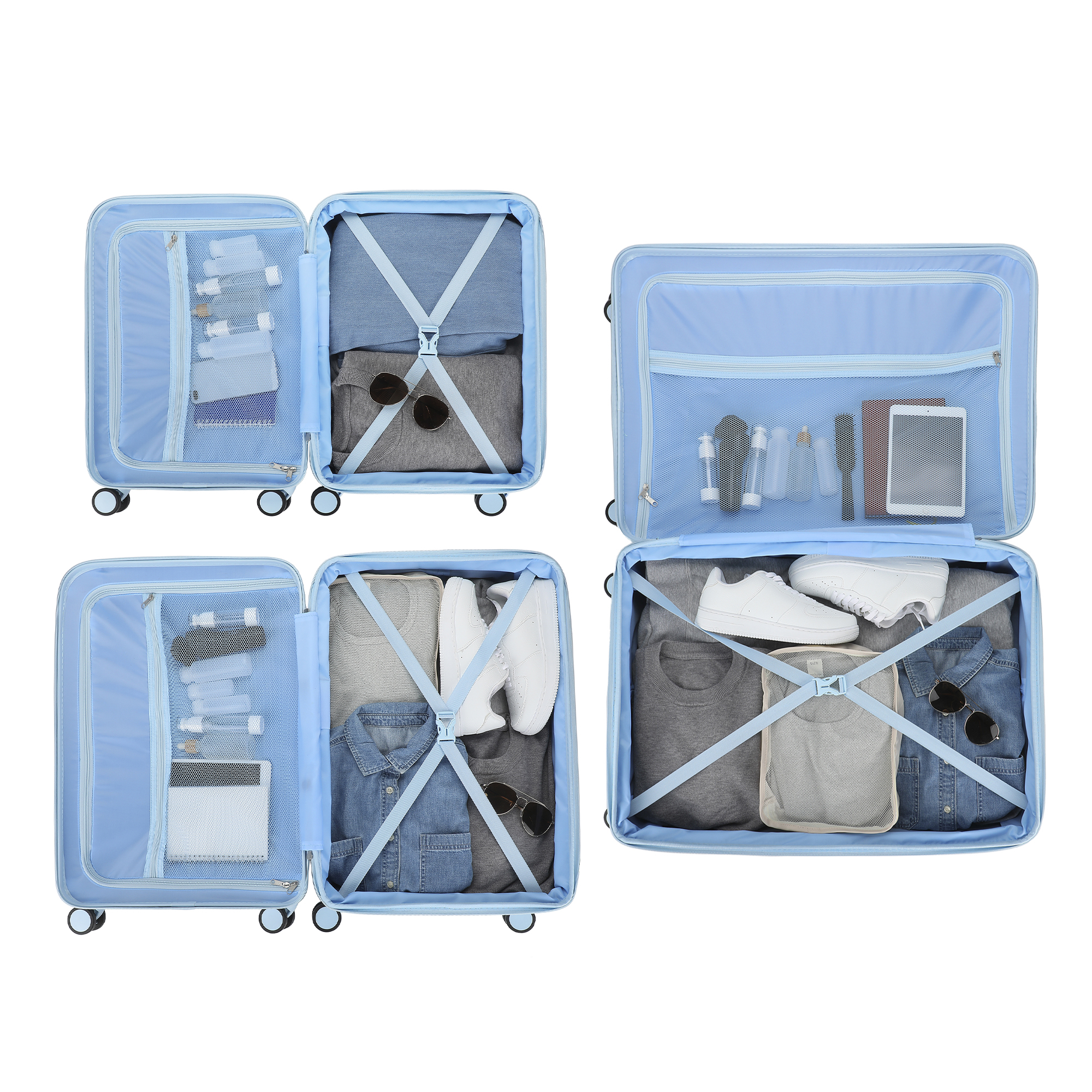 Disney Lilo & Stitch 3-Piece Hard Shell Luggage Set for Adults | 20" 24" 28" Rolling Suitcases with Spinner Wheels Telescopic Handle & Durable ABS Design Official Disney Travel Set from Bioworld