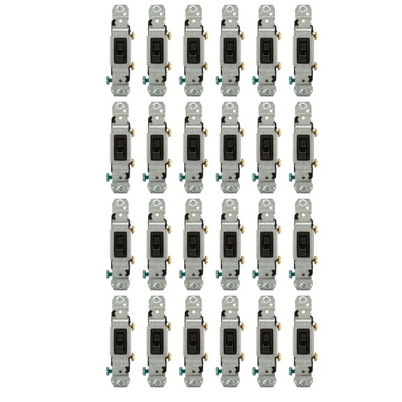 (case of 25) Eaton Wiring 15 Amp Toggle Switch, Single-Pole, Black