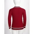 thumbnail image 3 of Haitryli Kids Boys Girls Cardigan Knitted Sweater Long Sleeve Striped Trim School Uniform Tops Coat Outerwear Red 5-6, 3 of 7
