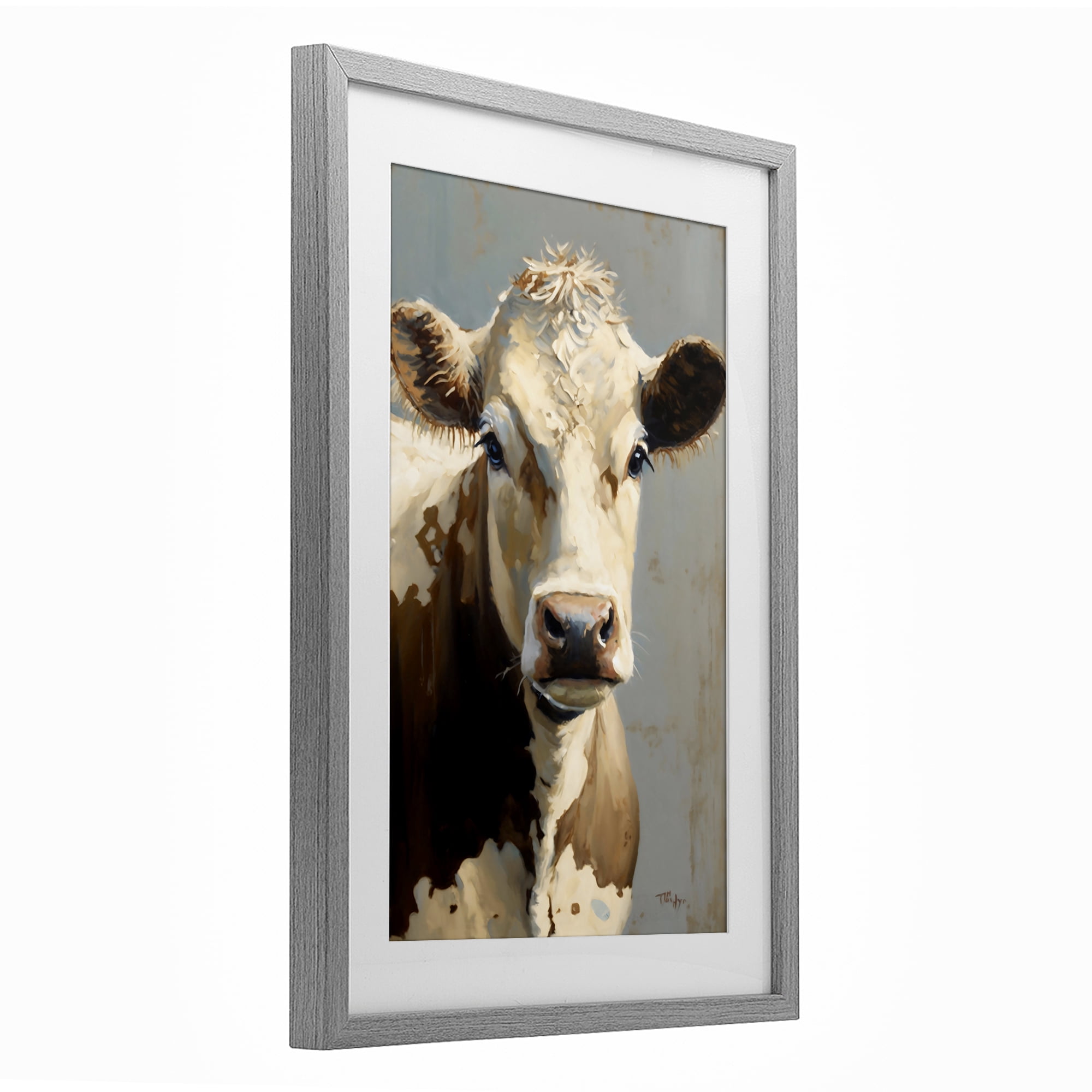 Stupell Industries Farmhouse Cow with Gentle Gaze Gray Framed Print Under Glass, design by Creative Studio