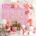 thumbnail image 5 of 2Pack 3.3 x 8.3Ft Iridescent Pink Foil Fringe Backdrop Curtains, Pink Tinsel Streamers Birthday Party Decorations Fringe Backdrop for Graduation Baby Shower, Gender Reveal Disco Party Wedding Decors, 5 of 14