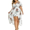 thumbnail image 3 of DYMADE Women's Summer Vocation Bohemian Floral Print Short Sleeve V-Neck Wrap Plus Dresses, 3 of 4