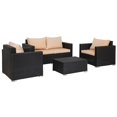 thumbnail image 2 of Palms Black 4-Piece Wicker Contemporary Sofa Set with Cushions, 2 of 10
